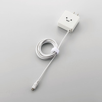 ELECOM スマホ用AC充電器/ケーブル一体型/1.8A出力/1.5m/ホワイトフェイス (MPA-ACMBC154WF)画像