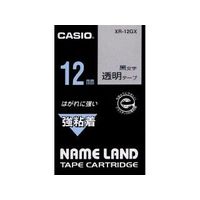 CASIO カシオ ネームランドテープ(12mm/透明に黒字/強粘着テープ/5.5m) (XR-12GX)画像
