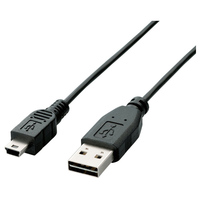ELECOM USB2.0ケーブル/リバーシブルコネクタ/A-miniBタイプ/ノーマル/0.2m/ブラック (U2C-DMB02BK)画像