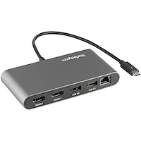 StarTech Thunderblot 3 ハブ サンダーボルト3ミニドック デュアル 4K/60Hz HDMI/2ポートUSB-Aハブ(3.2/2.0)/ギガビット有線LANポート/本体一体型28cmケーブル TB3ミニドッキングステーション Mac & Windows対応 (TB3DKM2HDL)画像