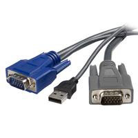StarTech 1.8m パソコン自動切替器専用極細KVMケーブル 2 in 1 USB/VGA KVMケーブル ブラック D-Sub 15ピン オス – USB A / D-Sub 15ピン オス (SVUSBVGA6)画像
