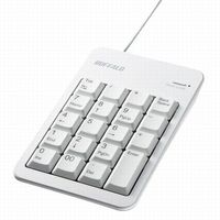 BUFFALO BSTKH100WHZ 有線テンキーボード TabキーUSBハブ付き ホワイト (BSTKH100WHZ)画像