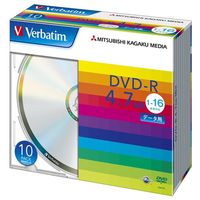 三菱化学メディア Verbatim製 データ用DVD-R 4.7GB 1-16倍速 スタンダードレーベル(印刷不可) 5mmケース入り 10枚 (DHR47J10V1)画像