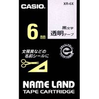 CASIO ネームランドテープ 6ミリ 透明に黒文字 XR-6X (XR-6X)画像