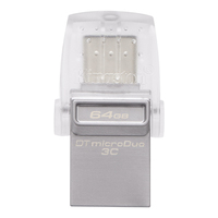 KINGSTON 64GB DT microDuo 3C USB 3.0/3.1 + Type-C flash drive DTDUO3C/64G (DTDUO3C/64GB)画像