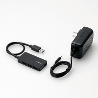 ELECOM USB3.0HUB/セルフパワー/タブレット向け/4ポート/ブラック (U3HS-A420SBK)画像