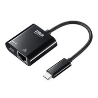 サンワサプライ USB-CVLAN7BK USB3.2 TypeC-LAN変換アダプタ(PD対応・ブラック) (USB-CVLAN7BK)画像