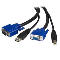 StarTech 3m パソコン自動切替器専用KVMケーブル 2 in 1 USB/VGA KVMケーブル ブラック USB A / D-Sub 15ピン オス – USB B / D-Sub 15ピン メス (SVUSB2N1_10)画像