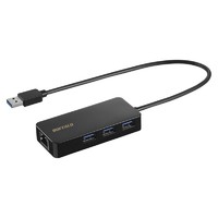 BUFFALO LUD-U3-AGHBK Giga対応 USB-A LANアダプターハブ付 ブラック (LUD-U3-AGHBK)画像
