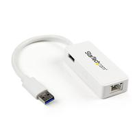 StarTech USB 3.0-ギガビットイーサネット有線式LANアダプタ(USBポート x1付き) ホワイト 10/100/1000Mbps NICネットワークアダプタ USB 3.0 (オス)-RJ45 (メス) (USB31000SPTW)画像