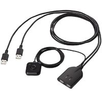 USB対応ケーブル一体型キーボード・マウス用パソコン切替器 2台切替/手元スイッチ(ブラック)画像