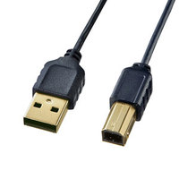 サンワサプライ KU20-SL05BKK 極細USBケーブル (USB2.0 A-Bタイプ) (KU20-SL05BKK)画像