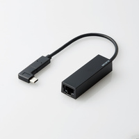 ELECOM 有線LANアダプタ/Giga対応/USB3.1/Type-C/L字コネクタ付/ブラック (EDC-GUC3L-B)画像