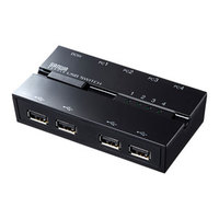 サンワサプライ SW-US44HMG 磁石付きUSB2.0手動切替器(ハブ付き・4回路) (SW-US44HMG)画像