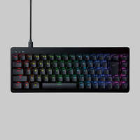 ELECOM ゲーミングキーボード/V custom/有線/着脱式/メカニカル/ネオクラッチキーキャップ/テンキーレス/65%サイズ/スピードリニア(銀軸)/RGB/ブラック (TK-VK300SBK)画像