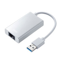サンワサプライ USB3.1-LAN変換アダプタ(USBハブポート付・ホワイト) (USB-CVLAN3W)画像