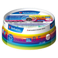 三菱化学メディア Verbatim製 データ用DVD-R DL 片面2層 8.5GB 2-8倍速 ワイド印刷エリア スピンドルケース入り 25枚 (DHR85HP25V1)画像